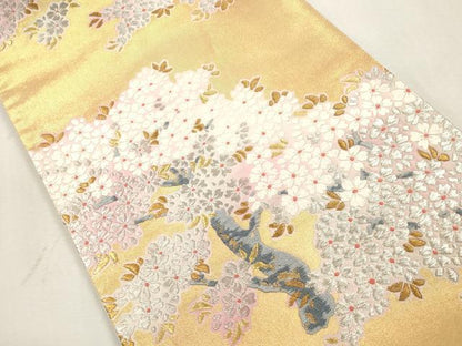 平和屋着物●六通柄袋帯　唐織　枝花文　金銀糸　正絹　逸品　CABI7561dy