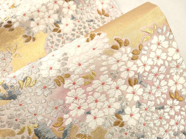 平和屋着物●六通柄袋帯　唐織　枝花文　金銀糸　正絹　逸品　CABI7561dy