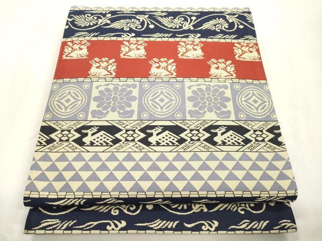 平和屋着物●六通柄袋帯　名物裂　正絹　逸品　未使用　CABI7563dy