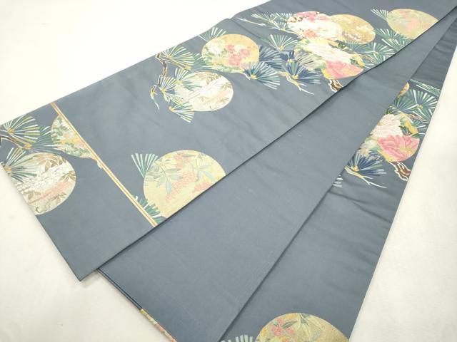 平和屋着物●六通柄袋帯　唐織　松葉花丸文　金糸　正絹　逸品　CABI7565dy