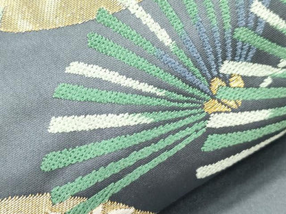平和屋着物●六通柄袋帯　唐織　松葉花丸文　金糸　正絹　逸品　CABI7565dy