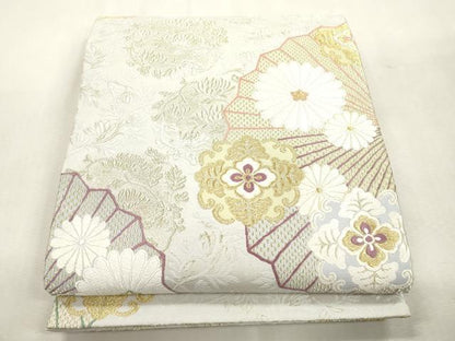 平和屋着物●六通柄袋帯　御香染宮むらさき　舞花文　金糸　正絹　逸品　CABI7570dy