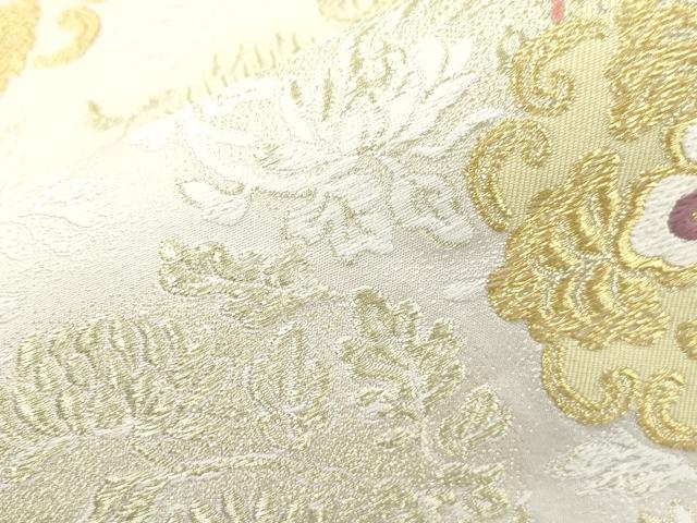 平和屋着物●六通柄袋帯　御香染宮むらさき　舞花文　金糸　正絹　逸品　CABI7570dy