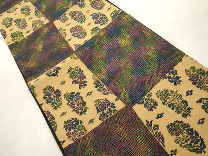 平和屋着物●六通柄袋帯　輪奈織　草花文　正絹　逸品　CABI7574dy
