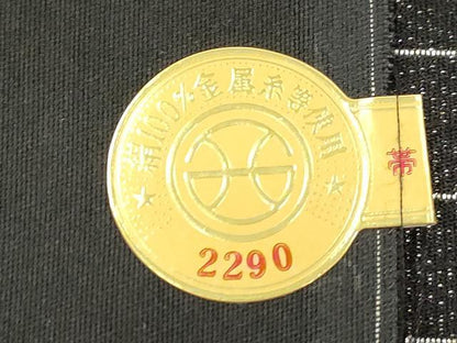 平和屋着物●西陣　河瀬満織物謹製　六通柄袋帯　花鳥文　黒地　金糸　証紙付き　正絹　逸品　CABI7575dy