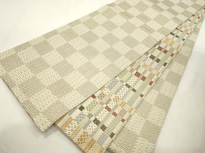 平和屋着物●両面　全通柄袋帯　幾何学文　正絹　逸品　CABI7576dy