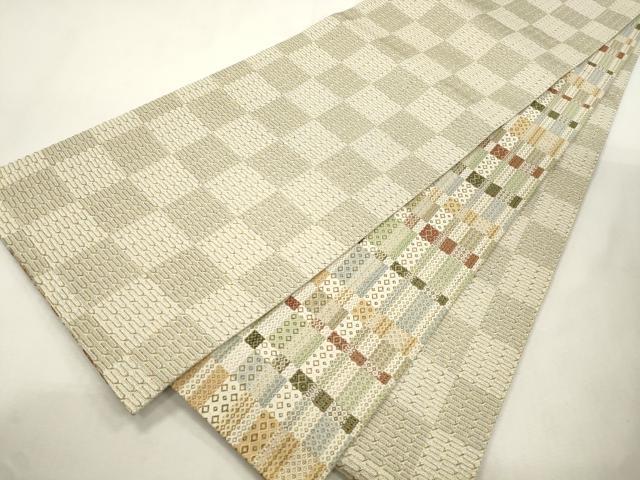 平和屋着物●両面　全通柄袋帯　幾何学文　正絹　逸品　CABI7576dy