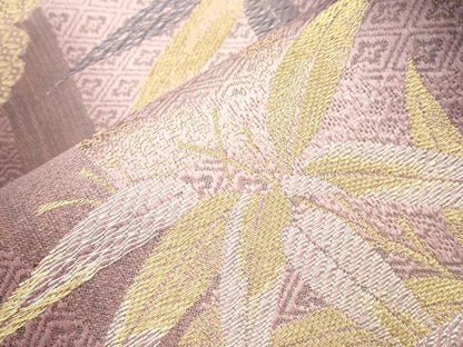 平和屋着物●両面　全通柄袋帯　笹竹文　金銀糸　正絹　逸品　未使用　CABI7578dy