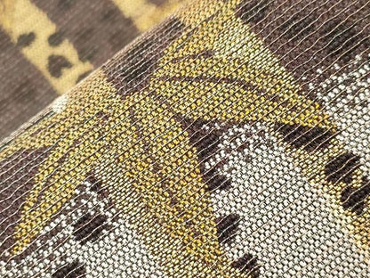平和屋着物●六通柄袋帯　笹竹飛鳥文　金糸　正絹　逸品　CABI7579dy