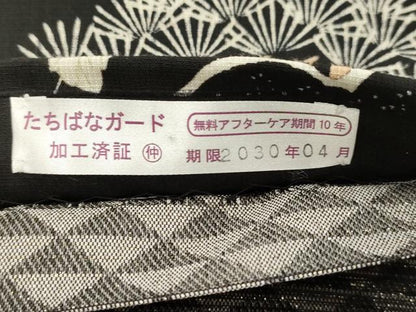 平和屋着物●両面　全通柄袋帯　立波草花文　黒地　正絹　逸品　未使用　CABI7580dy