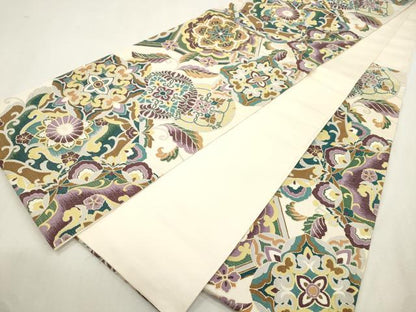 平和屋着物●六通柄袋帯　正倉院花文　金糸　正絹　逸品　CABI7584dy