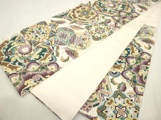 平和屋着物●六通柄袋帯　正倉院花文　金糸　正絹　逸品　CABI7584dy
