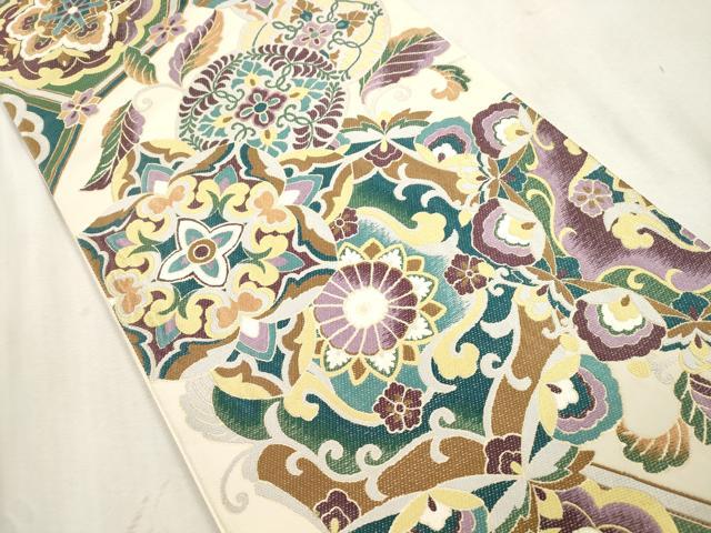 平和屋着物●六通柄袋帯　正倉院花文　金糸　正絹　逸品　CABI7584dy