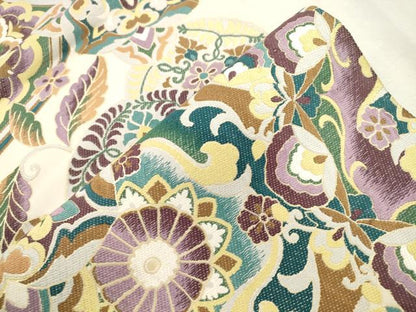 平和屋着物●六通柄袋帯　正倉院花文　金糸　正絹　逸品　CABI7584dy