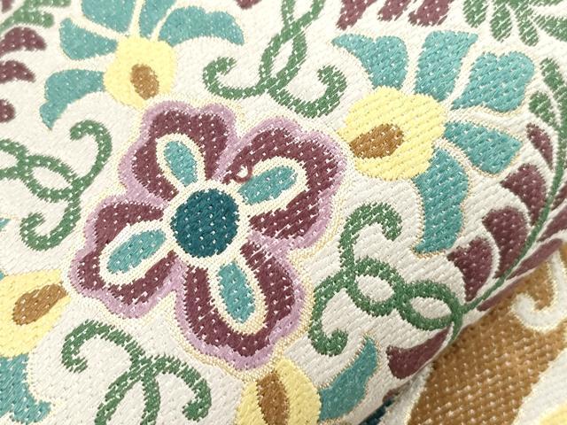平和屋着物●六通柄袋帯　正倉院花文　金糸　正絹　逸品　CABI7584dy