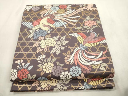 平和屋着物●六通柄袋帯　唐織　花鳥文　金糸　正絹　逸品　CABI7586dy