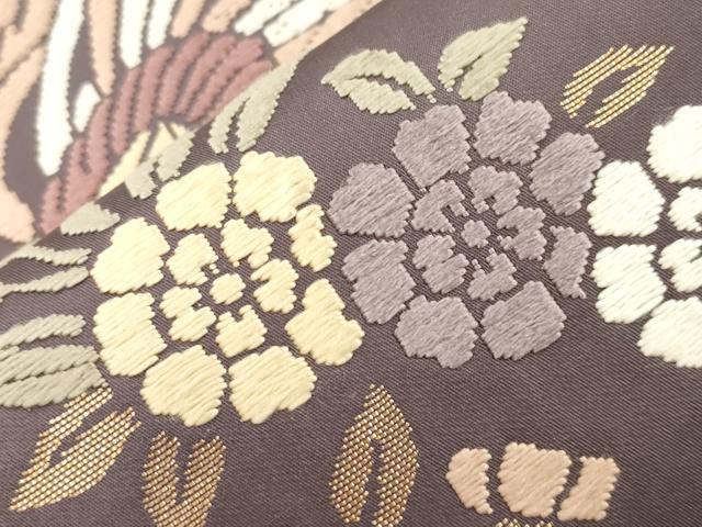平和屋着物●六通柄袋帯　唐織　花鳥文　金糸　正絹　逸品　CABI7586dy