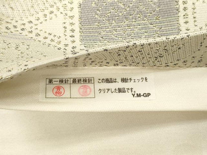 平和屋着物●六通柄袋帯　亀甲幾何学文　金糸　正絹　逸品　CABI7587dy