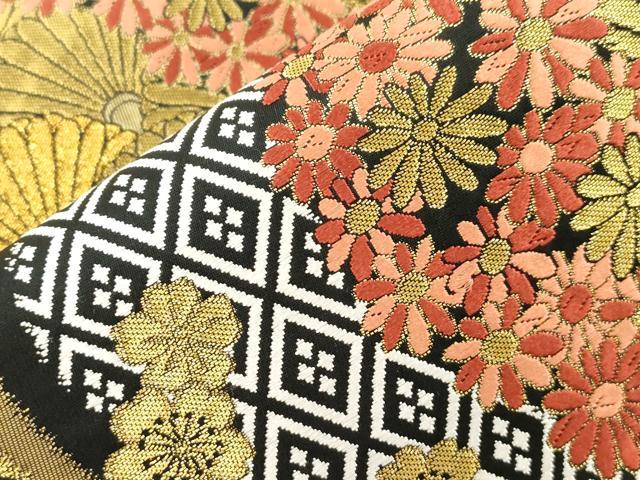 平和屋着物●六通柄袋帯　唐織　流水花尽くし文　金糸　正絹　逸品　CABI7589dy