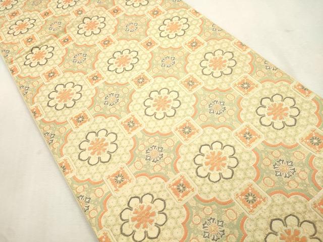 平和屋着物●全通柄　京袋帯　幾何学花文　金糸　正絹　逸品　CABI7590dy