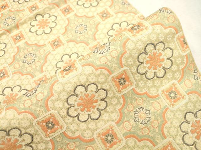 平和屋着物●全通柄　京袋帯　幾何学花文　金糸　正絹　逸品　CABI7590dy