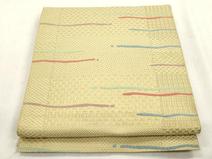 平和屋着物●本場筑前博多織　八寸名古屋帯　抽象文　正絹　逸品　CABI7593dy