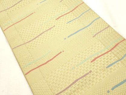 平和屋着物●本場筑前博多織　八寸名古屋帯　抽象文　正絹　逸品　CABI7593dy