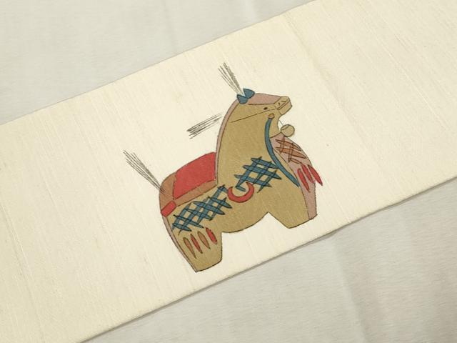 平和屋着物●九寸名古屋帯　手描き　玩具文　正絹　逸品　CABI7596dy　