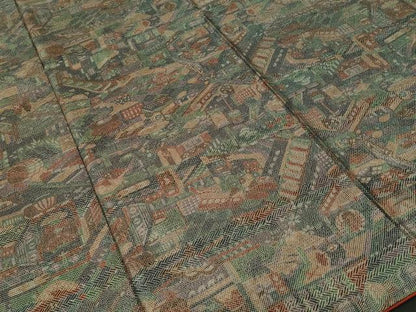 平和屋着物■本場染大島紬　風景文　正絹　逸品　CABI7606ev