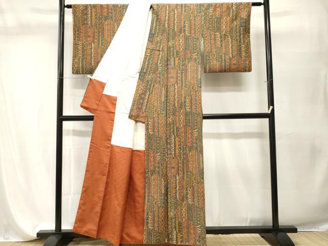 平和屋着物■上質な小紋　更紗花間道　正絹　逸品　CABI7607ev