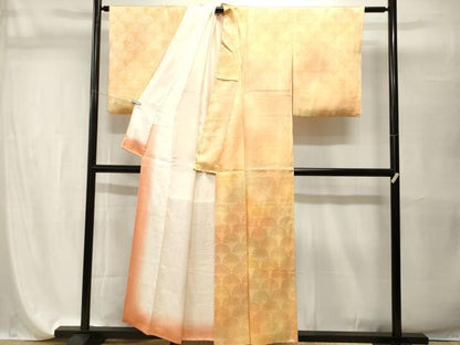 平和屋着物■上質な小紋　霞文　菊地紋　暈し染め　正絹　逸品　CABI7610ev