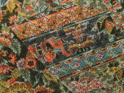 平和屋着物■上質な小紋　切嵌更紗花文　古代エジプト壁画文様　鬼しぼ縮緬　正絹　逸品　CABI7611ev