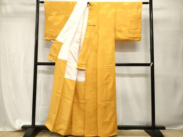 平和屋着物■上質な色無地　立波地紋　山吹色　正絹　逸品　CABI7617ev