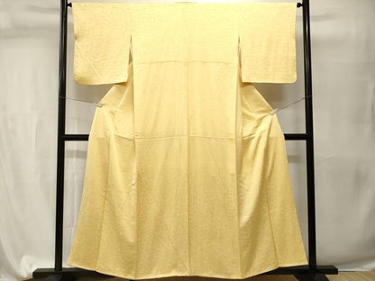 平和屋着物■上質な色無地　花地紋　淡黄色　正絹　逸品　CABI7618ev