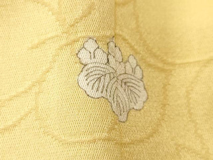 平和屋着物■上質な色無地　花地紋　淡黄色　正絹　逸品　CABI7618ev