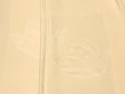 平和屋着物■豪華色留袖　舞蝶地紋　鳥の子色　正絹　逸品　CABI7620ev