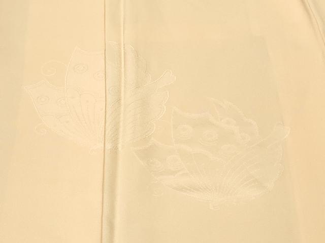 平和屋着物■豪華色留袖　舞蝶地紋　鳥の子色　正絹　逸品　CABI7620ev