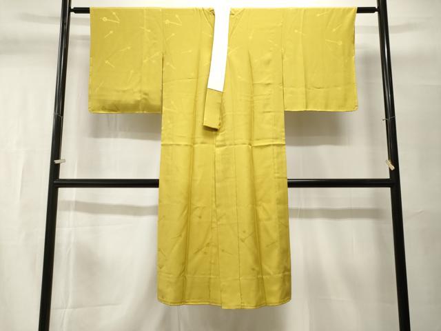 平和屋着物■長襦袢　袷　簪地紋　鶸色　正絹　逸品　CABI7624ev
