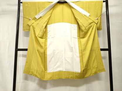 平和屋着物■長襦袢　袷　簪地紋　鶸色　正絹　逸品　CABI7624ev