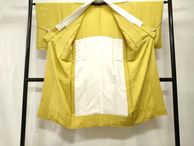 平和屋着物■長襦袢　袷　簪地紋　鶸色　正絹　逸品　CABI7624ev