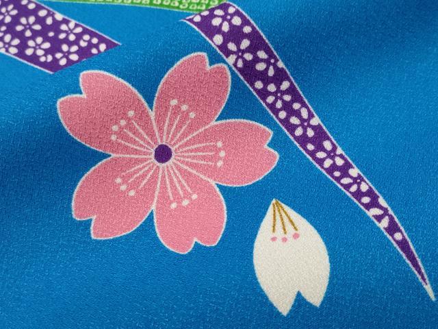 平和屋着物■小紋　芝草舞桜文　胴抜き仕立て　洗える着物　CABI7633ev