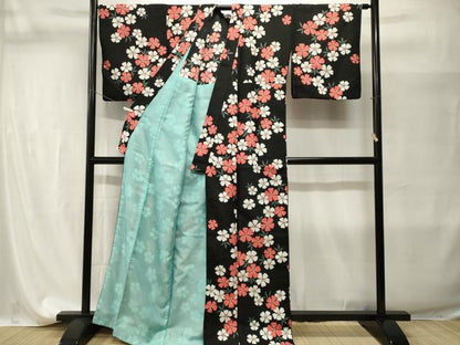 平和屋着物■小紋　舞桜文　胴抜き仕立て　洗える着物　CABI7634ev