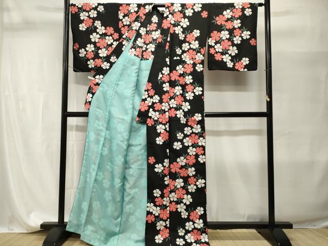 平和屋着物■小紋　舞桜文　胴抜き仕立て　洗える着物　CABI7634ev