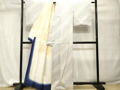 平和屋着物■上質な小紋　総絞り　斜線文　暈し染め　正絹　逸品　CABI7638ev