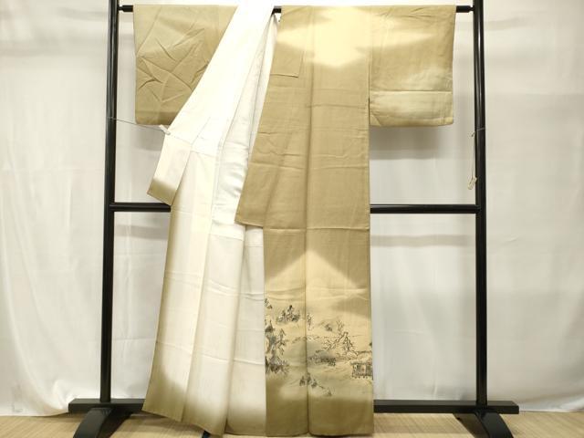 平和屋着物■訪問着　作家物　手描き　人物風景文　暈し染め　正絹　逸品　CABI7652ev