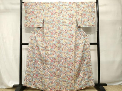 平和屋着物■上質な小紋　地紙重ね草花文　正絹　逸品　CABI7653ev