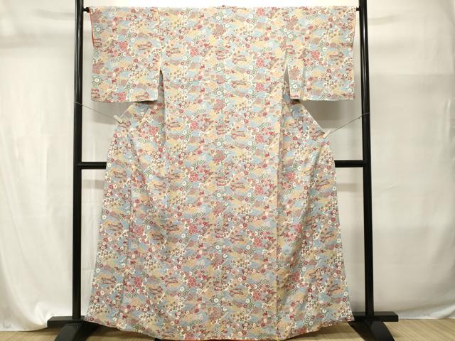 平和屋着物■上質な小紋　地紙重ね草花文　正絹　逸品　CABI7653ev