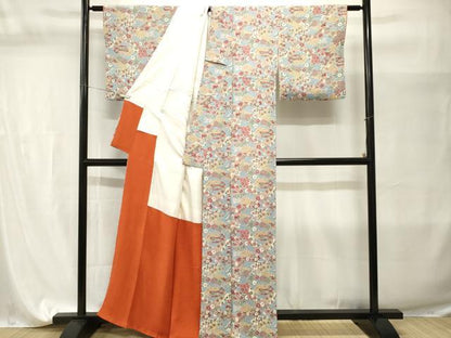 平和屋着物■上質な小紋　地紙重ね草花文　正絹　逸品　CABI7653ev