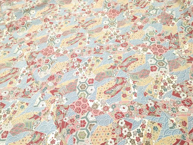 平和屋着物■上質な小紋　地紙重ね草花文　正絹　逸品　CABI7653ev