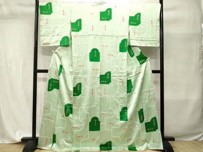 平和屋着物■上質な小紋　絞り　幾何学文　正絹　逸品　CABI7654ev